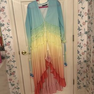 VACAY PARADISE GRADIENT V-NECK MAXI DRESS